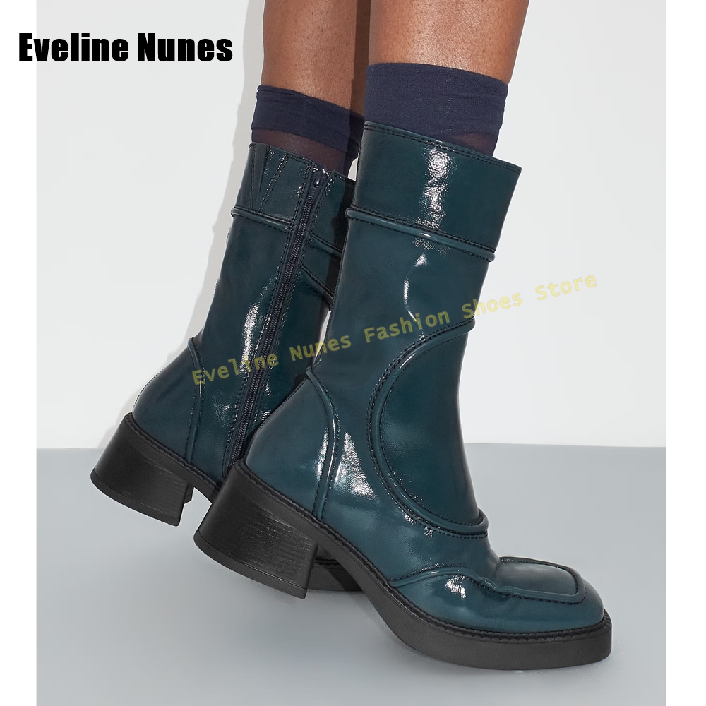 Dark Blue Square Toe Fashion B - Women'S Fashion Boots 2025 บทวิจารณ์และราคา