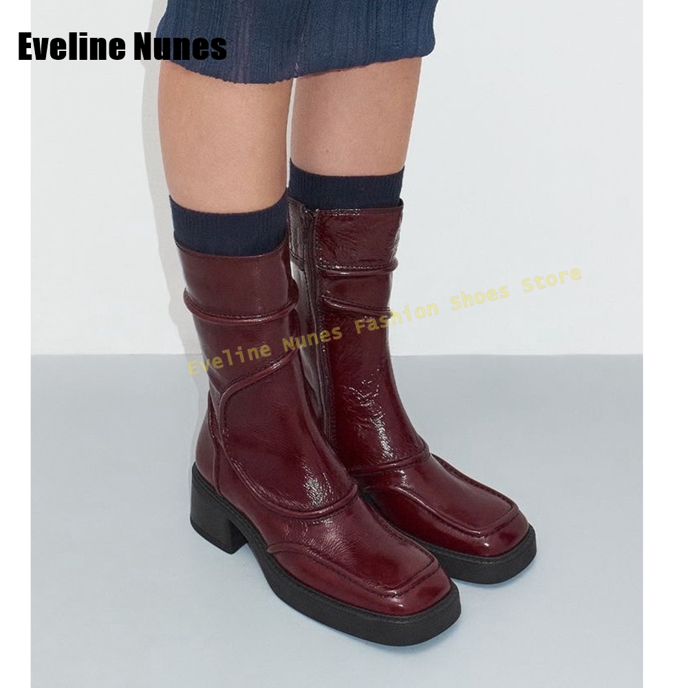 Dark Blue Square Toe Fashion B - Women'S Fashion Boots 2025 บทวิจารณ์และราคา
