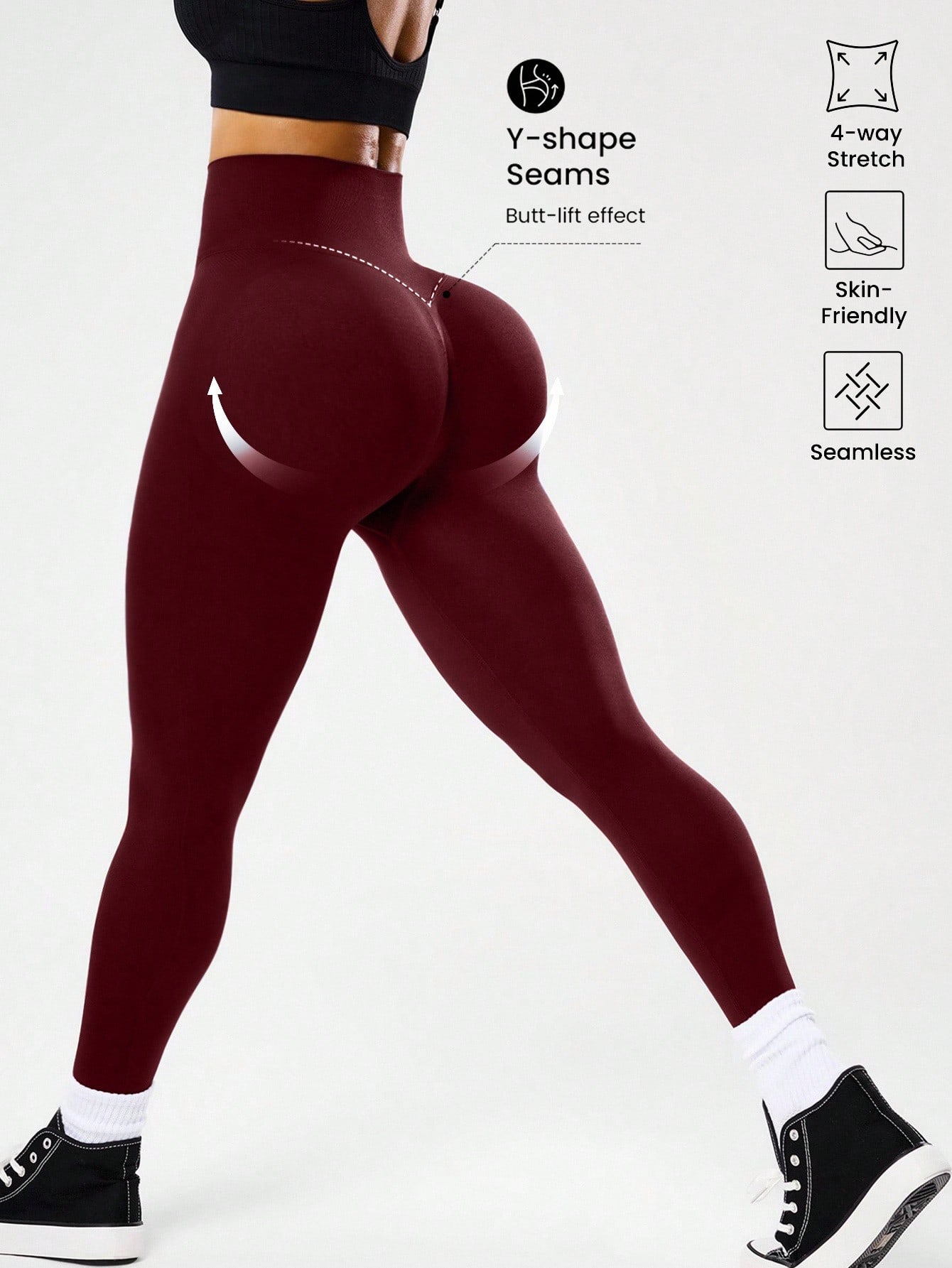 High-waisted seamless yoga leg - Women'S Fashion Leggings บทวิจารณ์และราคา