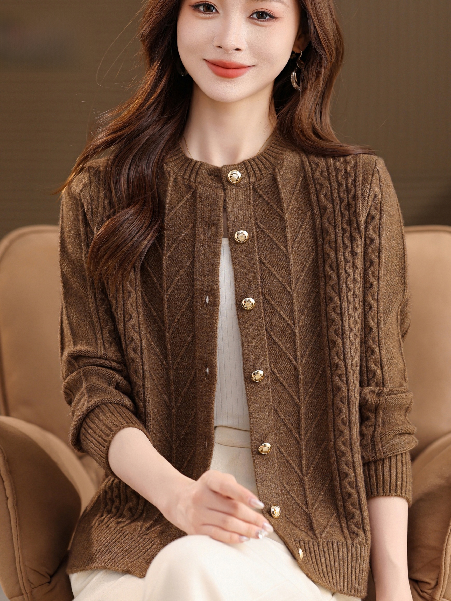 Thickened Knitted round Neck O - Women Fashion Over 60 บทวิจารณ์และราคา
