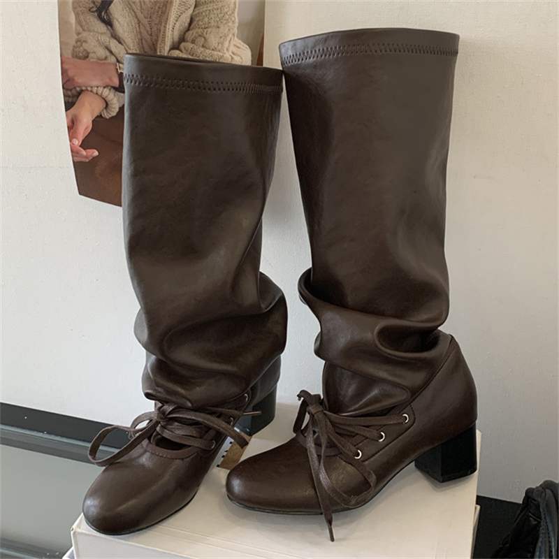 Eilyken New Fashion Lace-up Pl - Women'S Fashion Knee High Boots บทวิจารณ์และราคา