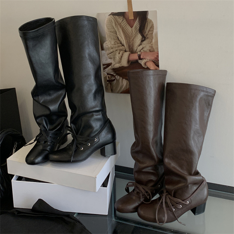 Eilyken New Fashion Lace-up Pl - Women'S Fashion Knee High Boots บทวิจารณ์และราคา