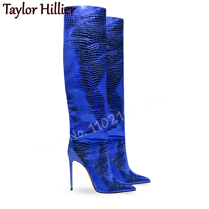 Green Snake Print Straight Boo - Women'S Fashion Knee High Boots บทวิจารณ์และราคา