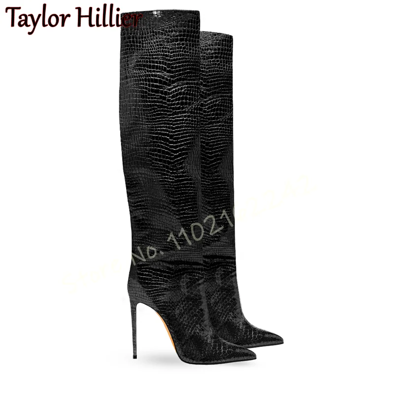 Green Snake Print Straight Boo - Women'S Fashion Knee High Boots บทวิจารณ์และราคา