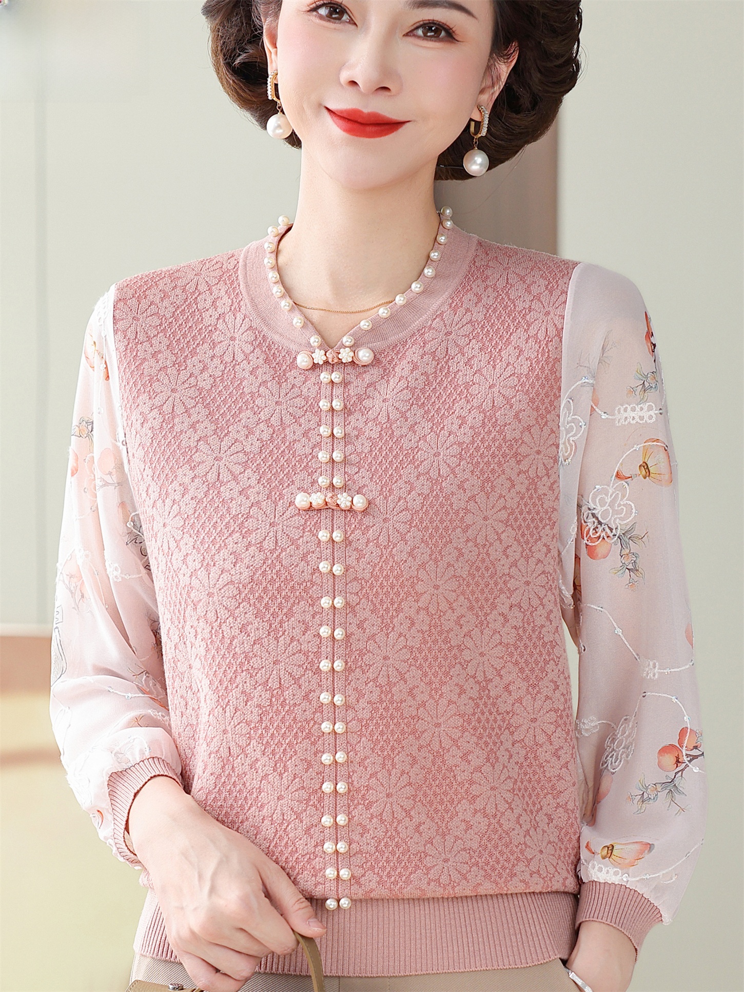 Ice Silk T-Shirt with Lace Sle - Women Fashion Over 60 บทวิจารณ์และราคา