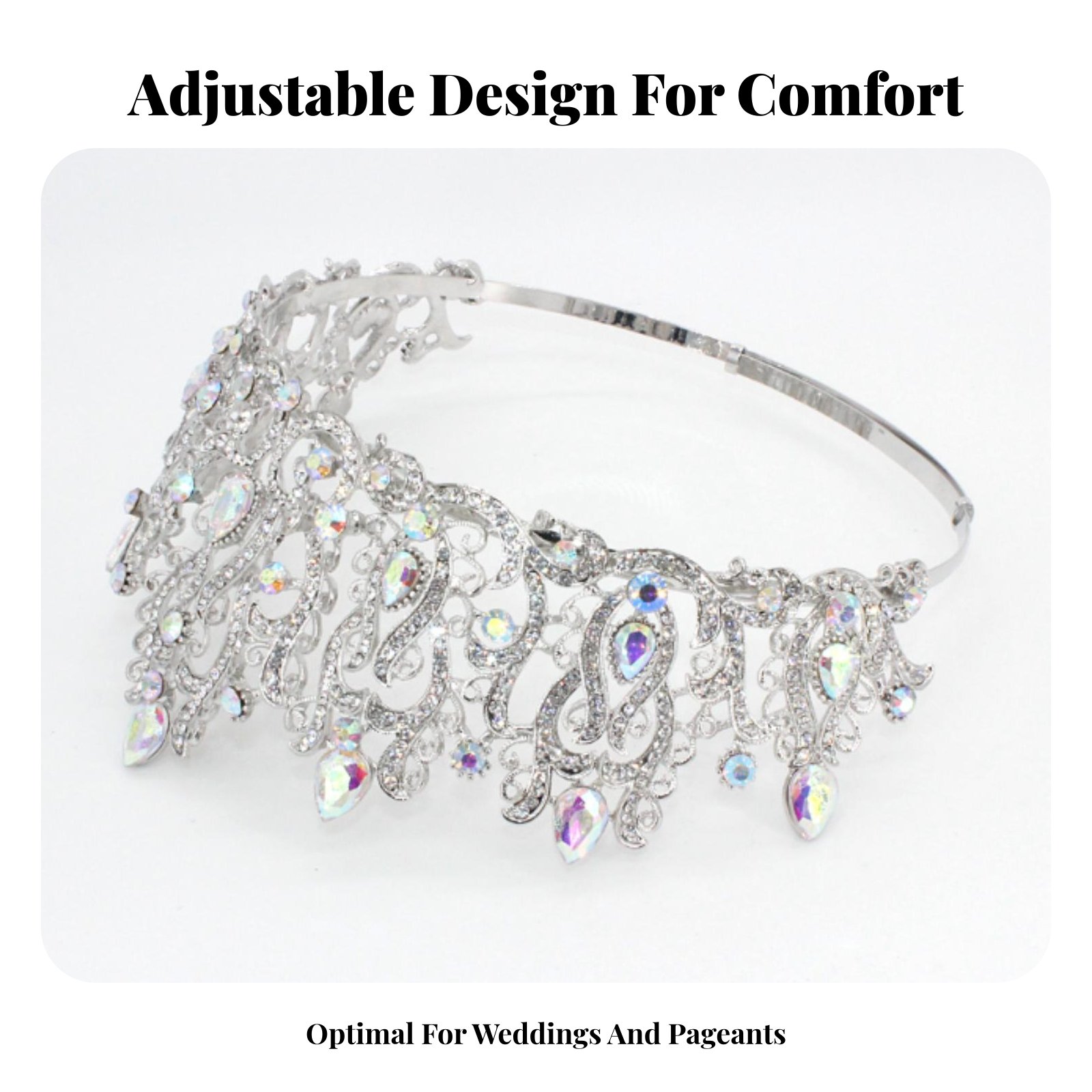 Crystal Pageant Crown Encruste - Women Queen Fashion บทวิจารณ์และราคา
