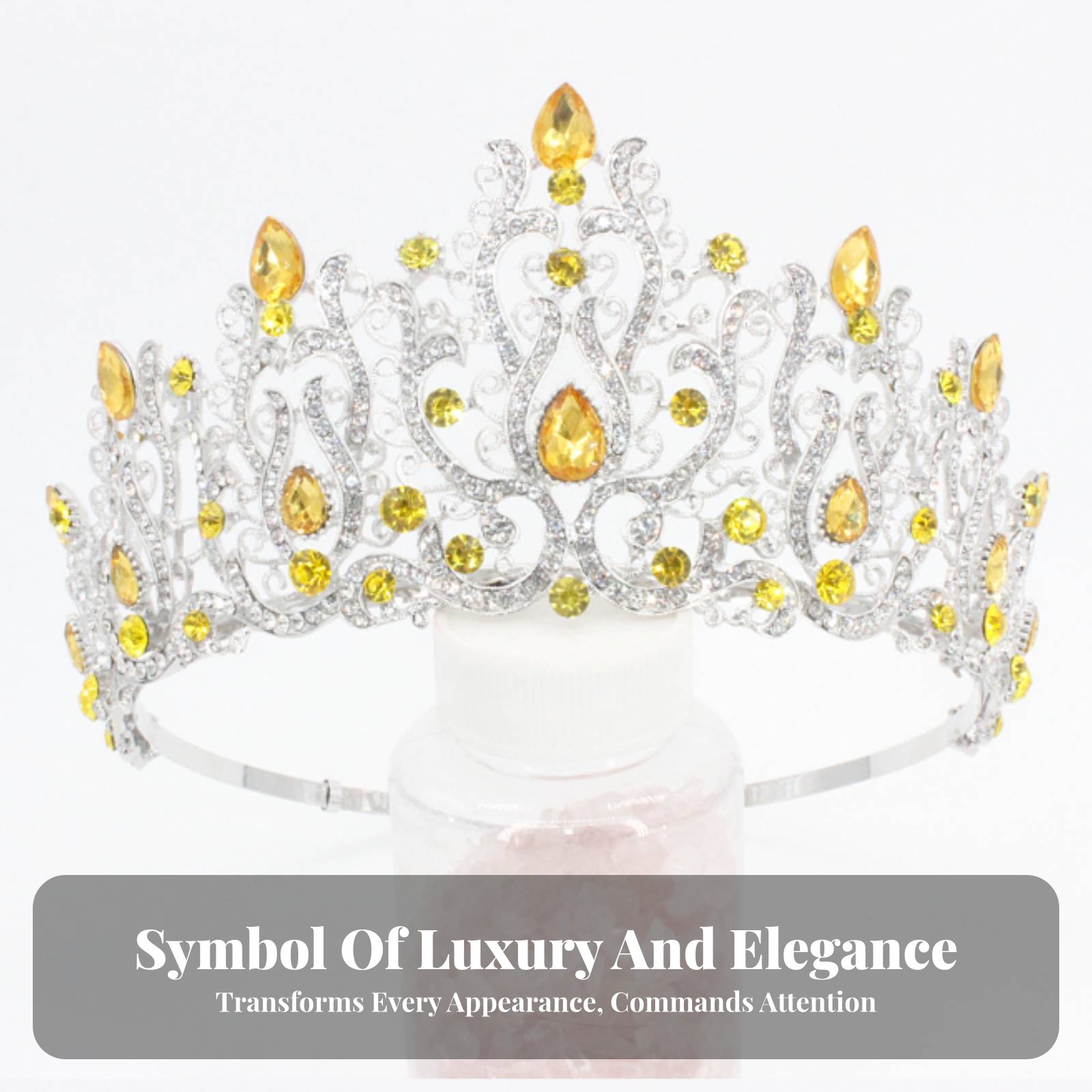 Crystal Pageant Crown Encruste - Women Queen Fashion บทวิจารณ์และราคา
