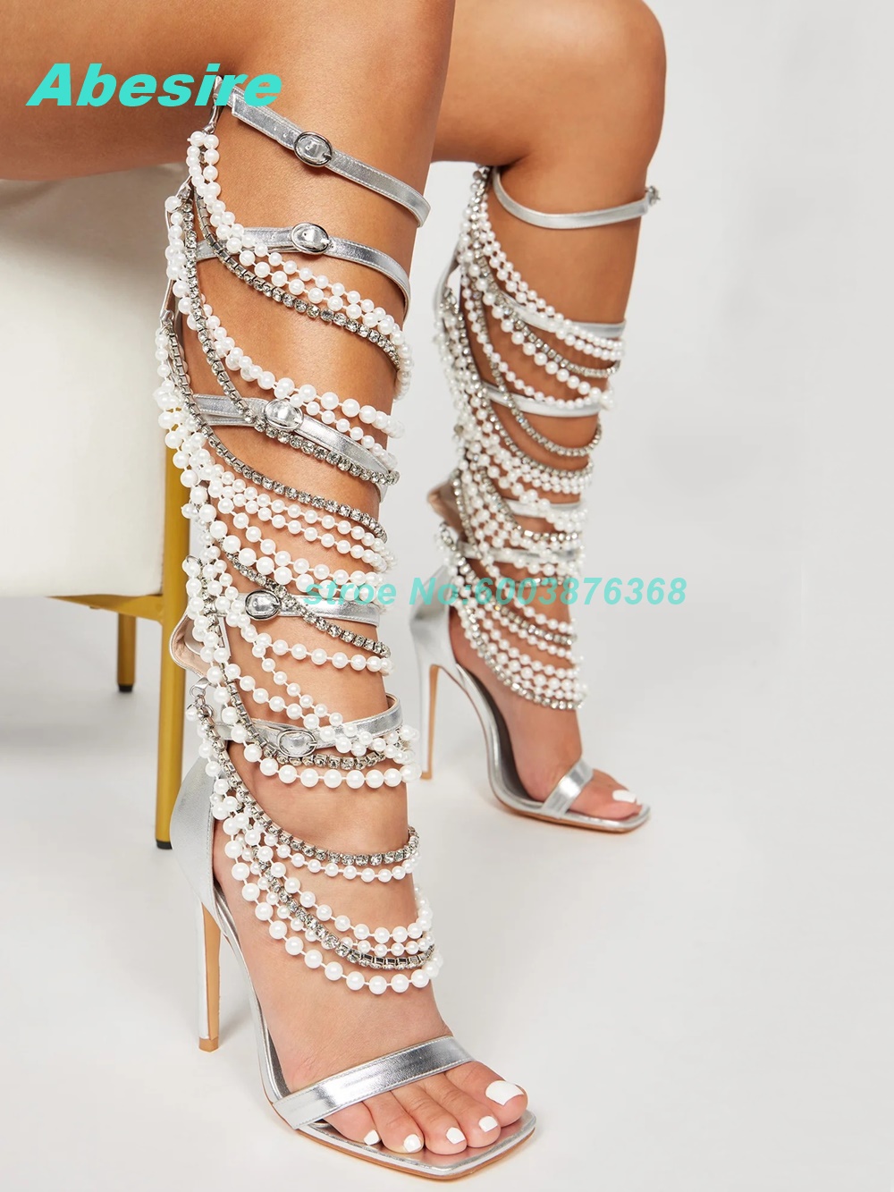 Pearl Crystal Strap Patchwork  - Women Fashion Show บทวิจารณ์และราคา